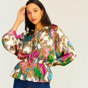 Robert Graham Maizie peplum top. Size M. Worn once, like new.